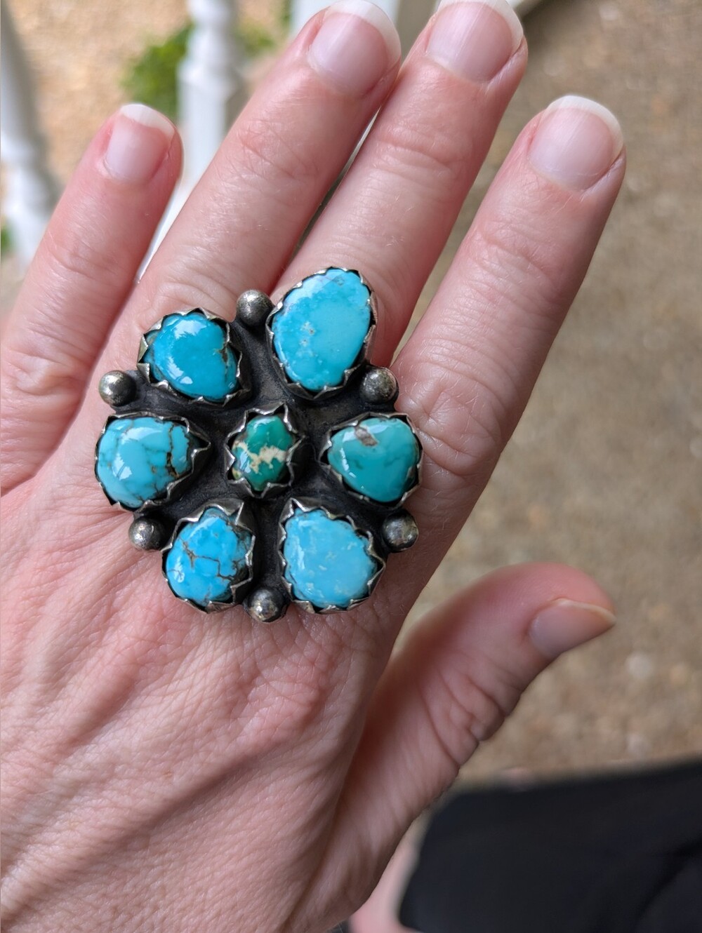 Turquoise Cluster Statement Ring - Royston, Size 6.5
